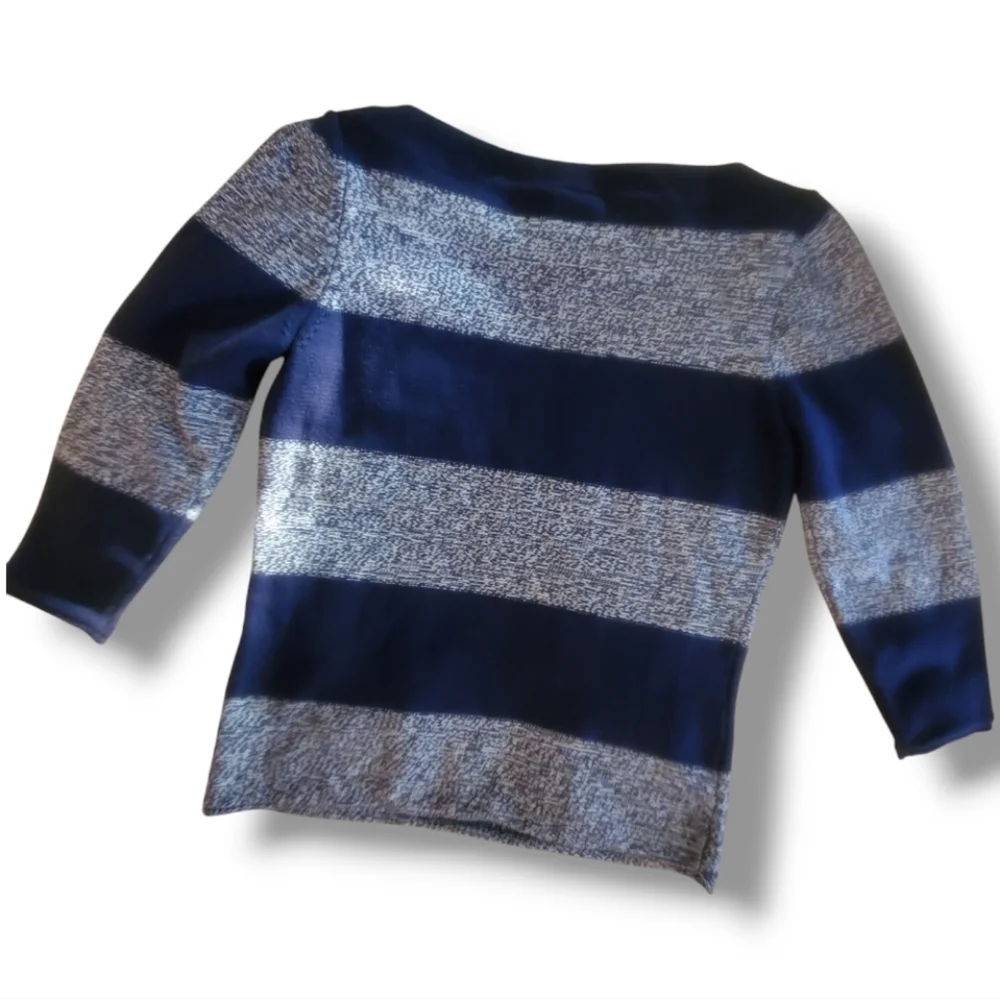 Tory BURCH Cotton & Merino Wool Knit Nautical Stripped Sweater Size Large - Picture 3 of 11